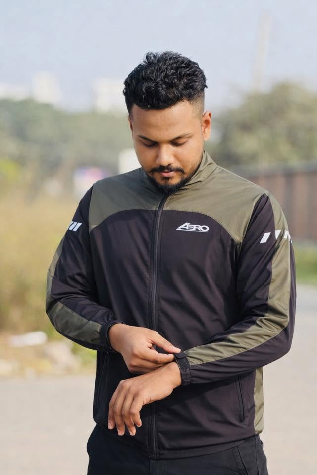 Aero Racing Signature Windbreaker - Olive/ Black