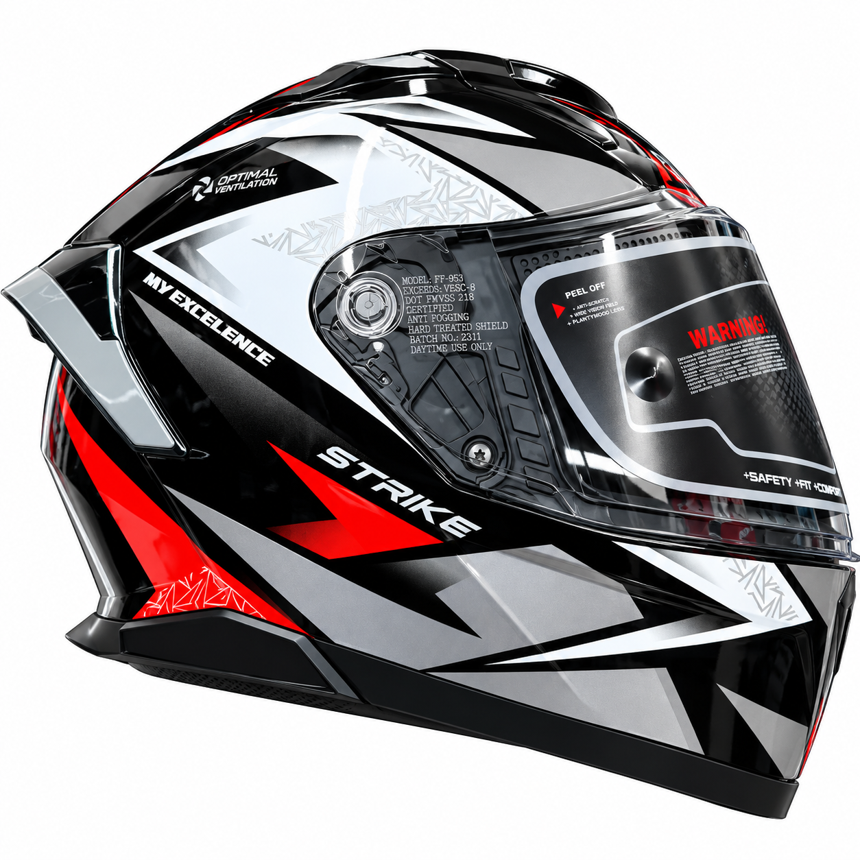 My Helmet FF953 G Force Strike – Black White Red